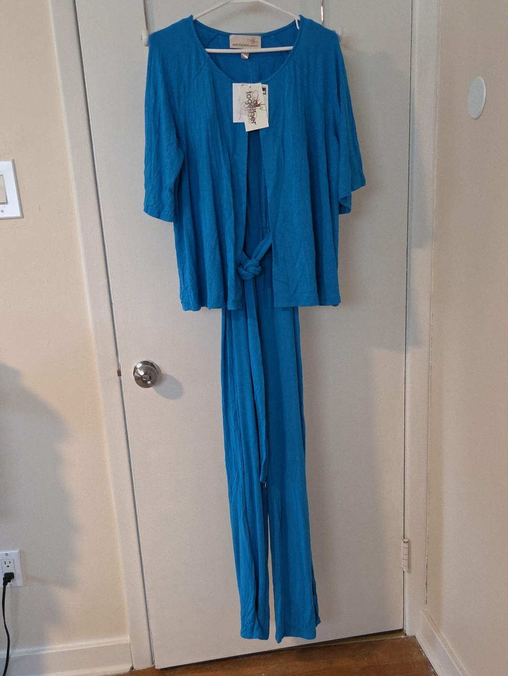 Women's Blue Jumpsuit with Tie Waist 2 Piece - Picture 1 of 8